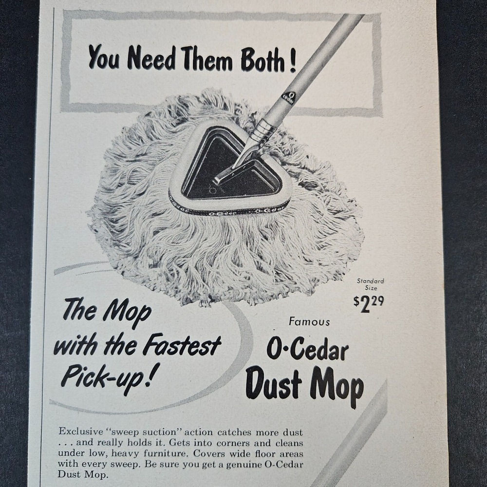 1953 O-Cedar Dust Mop Vintage Print‎ Ad American-Marietta Company Chicago IL